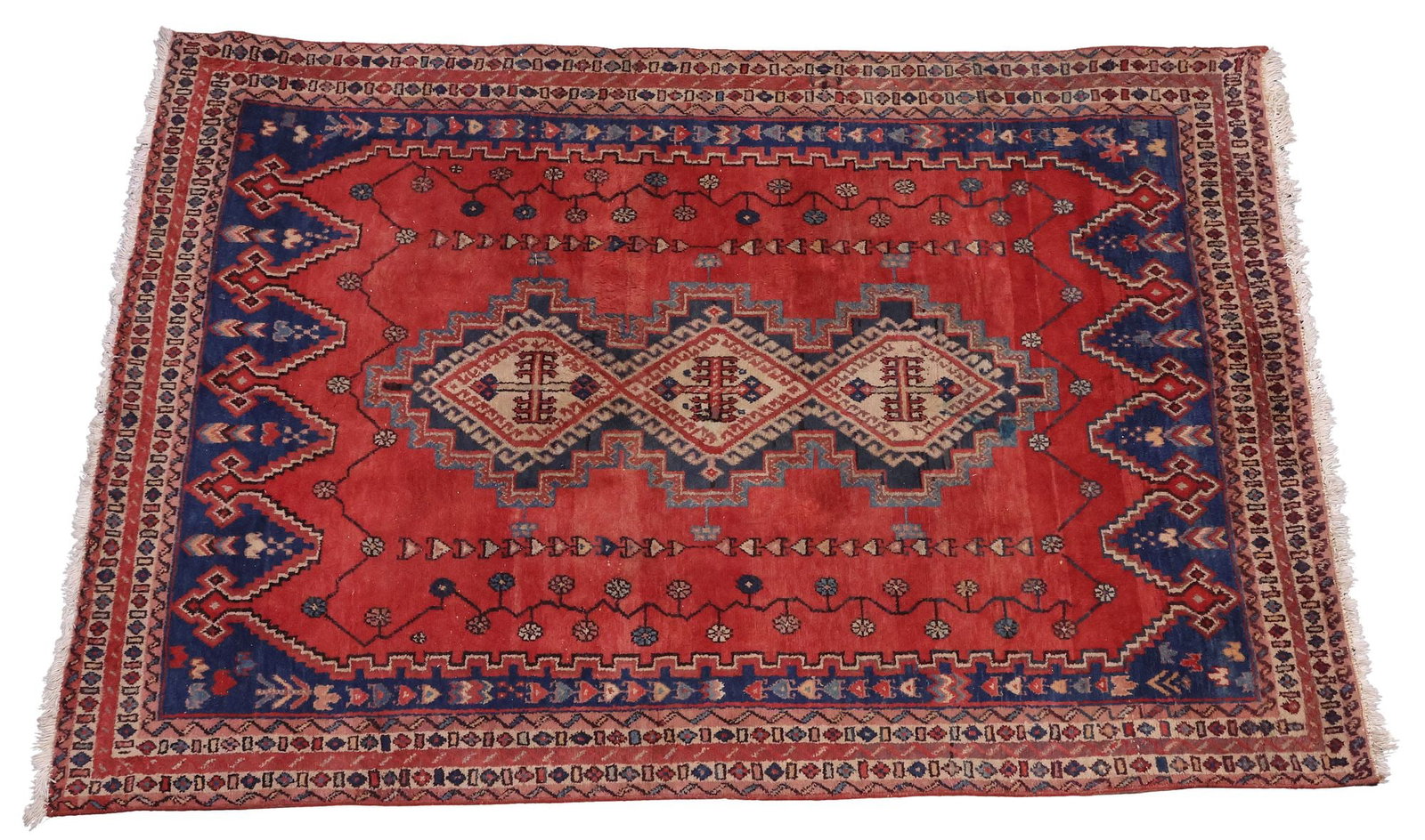 ESTATE HAND-TIED PERSIAN RUG, 6'5" X 5'1": Estate hand-tied Persian rug, approx 6'5"l, 5'1"w **Please Note: All of the rugs offered in this auction would likely benefit from a professional cleaning. Estate rugs may show some wear and imperfect