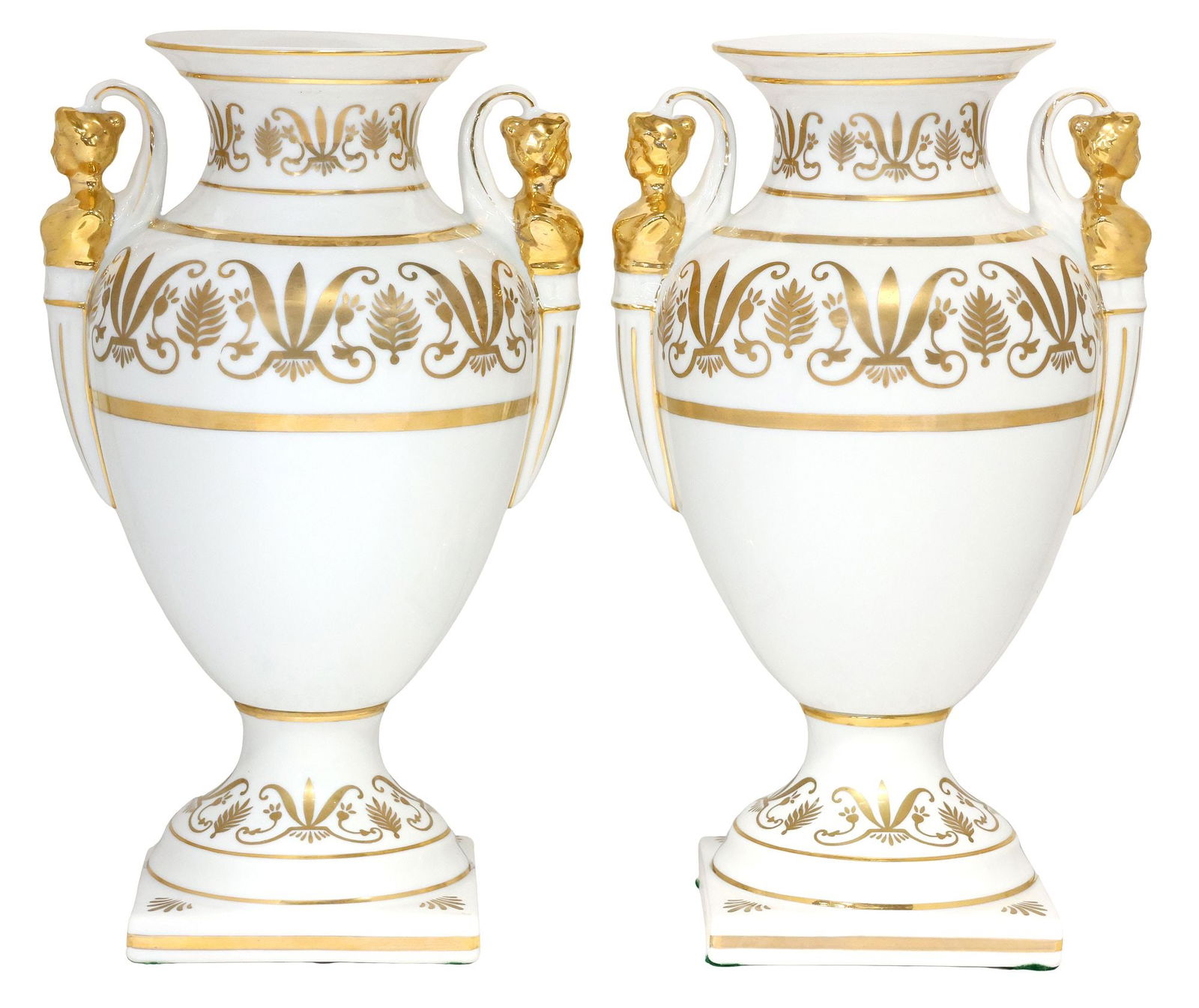 (2) NEOCLASSICAL STYLE PARCEL-GILT PORCELAIN FIGURAL URNS (1 of 5)