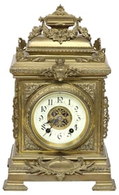 BRITISH PIERCED BRASS BRACKET CLOCK