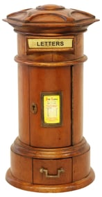 ENGLISH PILLAR FORM MAHOGANY LETTER BOX
