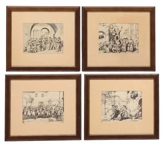 (4) AFTER BARTOLOMEO PINELLI (1781-1835) 'COSTUMES OF ROME' ETCHINGS