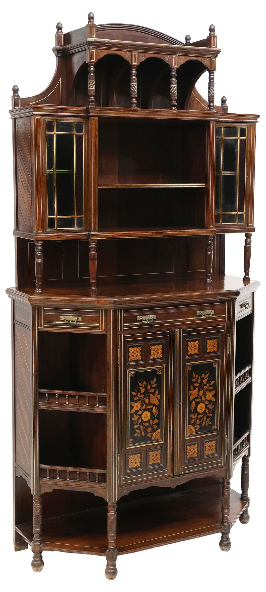 ENGLISH AESTHETIC MOVEMENT INLAID ROSEWOOD DISPLAY CABINET (1 of 6)