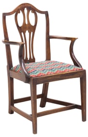 ENGLISH GEORGIAN CHIPPENDALE STYLE UPHOLSTERED ARMCHAIR