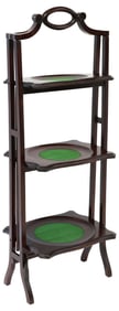 ENGLISH EDWARDIAN FOLDING MAHOGANY 3-TIER CAKE / MUFFIN STAND