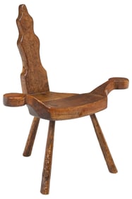 PRIMITIVE FRENCH ALPINE ESCABELLE STOOL / TRIPOD BIRTHING CHAIR