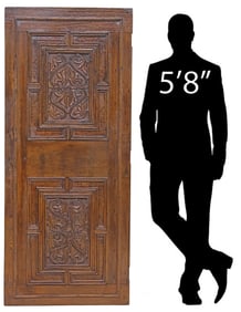 ENGLISH ARCHITECTURAL CARVED OAK DOOR, 69"H