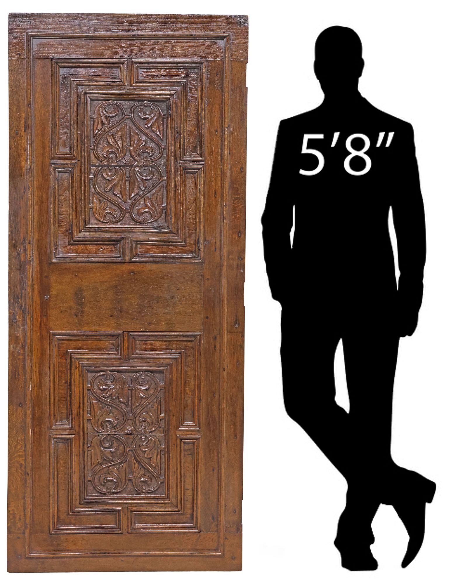 ENGLISH ARCHITECTURAL CARVED OAK DOOR, 69"H (1 of 3)