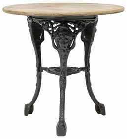 ENGLISH OAK & CAST IRON PUB TABLE