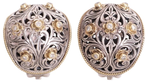 (PR) ESTATE KONSTANTINO STERLING SILVER & DIAMOND EARRINGS