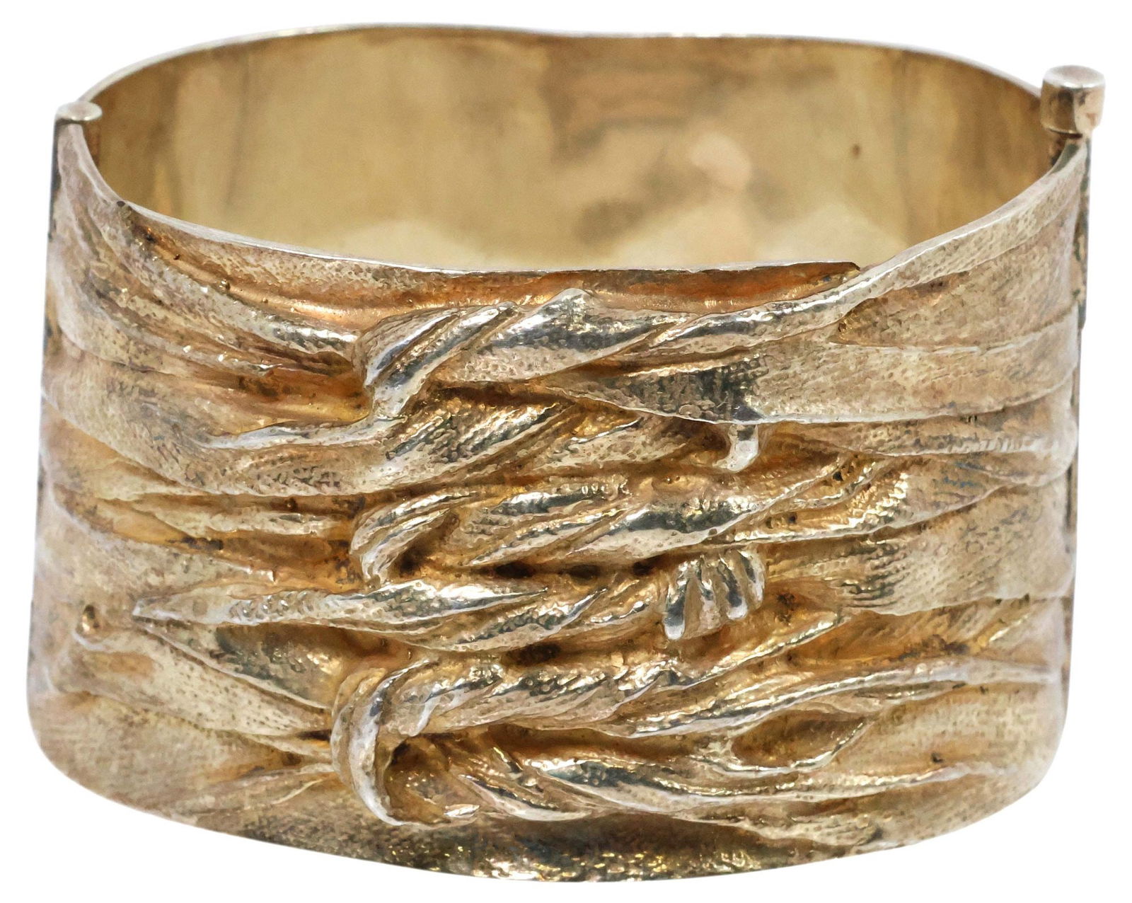 ESTATE MIGNON FAGET SILVER GILT 'TRIPLE KNOT' WIDE CUFF BRACELET (1 of 4)