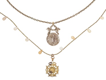 (2) ESTATE JEWELRY, WILLIAM HAIR HASELER PENDANT & LA SEMEUSE COIN PENDANT