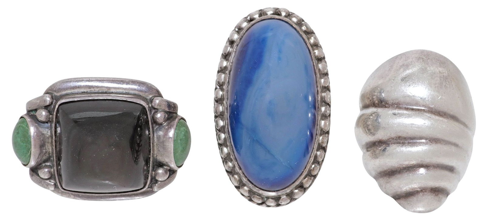 (3) ESTATE SILVER RINGS, TWO MEXICO STERLING (1 of 5)