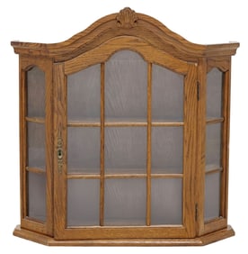 DUTCH CARVED OAK WALL-HANGING CURIO CABINET