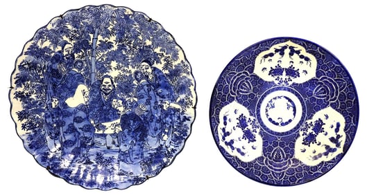 (2) JAPANESE BLUE & WHITE PORCELAIN CHARGERS