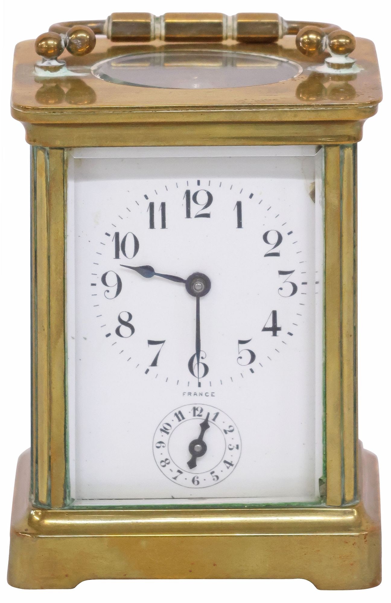 FRENCH DUVERDREY & BLOQUEL BRASS & GLASS CARRIAGE CLOCK WITH ALARM (1 of 9)