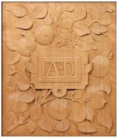 ENGLISH CARVED WOOD RELIEF PLAQUE OF FRUIT & FOLIAGE