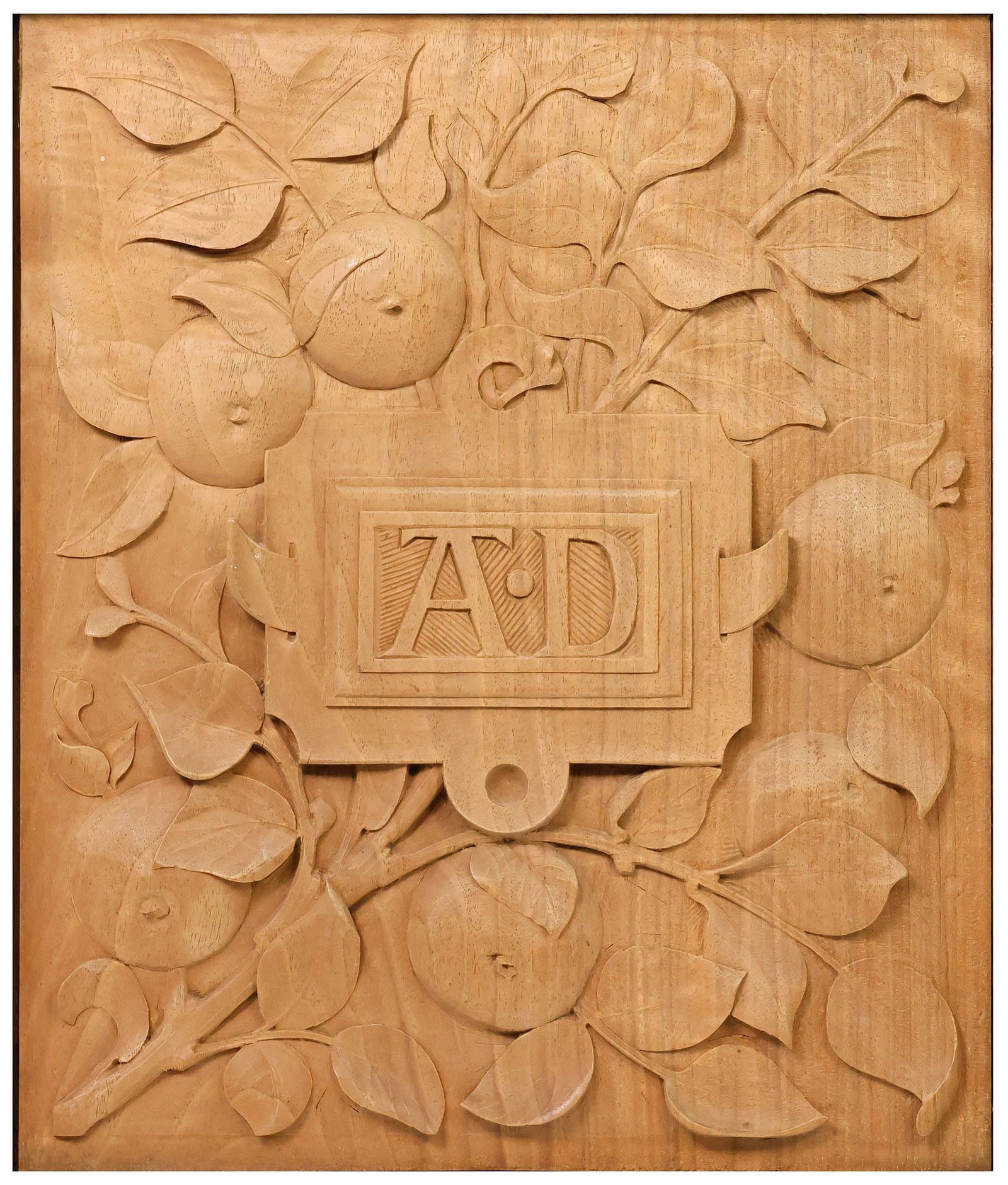 ENGLISH CARVED WOOD RELIEF PLAQUE OF FRUIT & FOLIAGE (1 of 3)