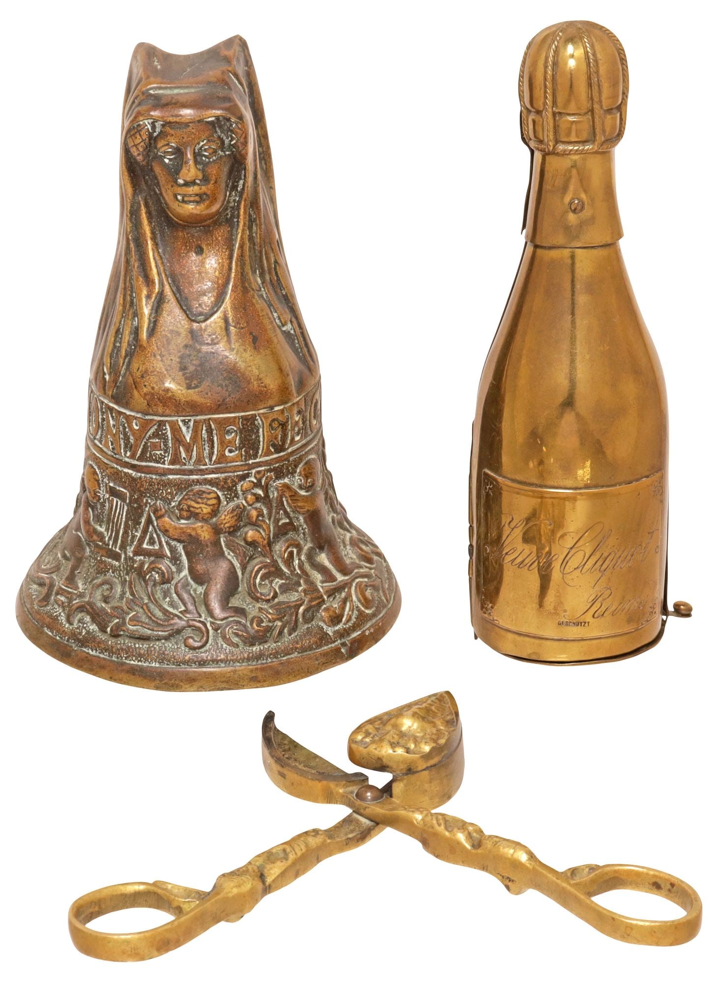 (3) MIXED METAL HEMONY BELL, CHAMPAGNE COMPENDIUM, & WICK TRIMMERS (1 of 9)