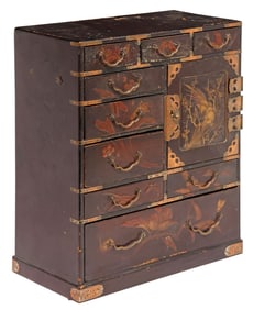 JAPANESE PARCEL-GILT LACQUER KO DANSU MINIATURE CABINET