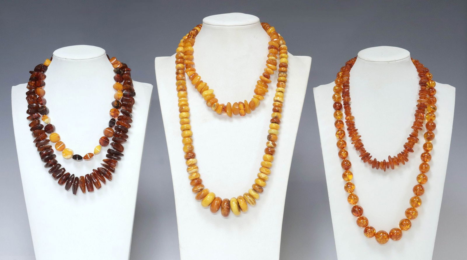 (6) COLLECTION OF ESTATE BEADED AMBER NECKLACES (1 of 3)
