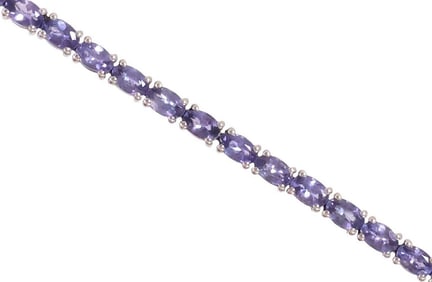 ESTATE STERLING SILVER & 8.50 CTTW TANZANITE LINE BRACELET