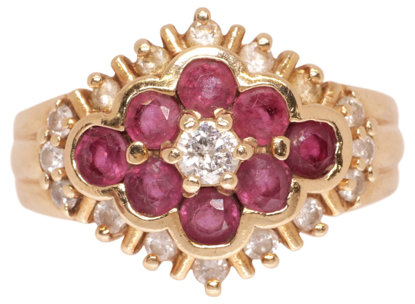 ESTATE 14KT YELLOW GOLD, RUBY & DIAMOND RING (1 of 5)