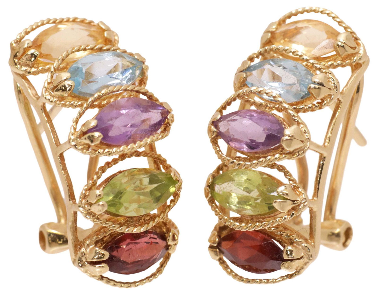 ESTATE 14KT YELLOW GOLD & MULTI-GEMSTONE EARRINGS (1 of 4)
