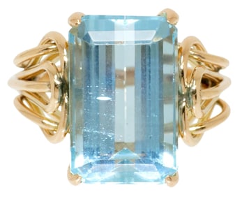 ESTATE 14KT YELLOW GOLD & 7.72 CTTW AQUAMARINE RING