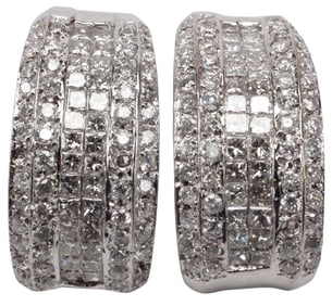 ESTATE 14KT WHITE GOLD & 1.94 CTTW DIAMOND EARRINGS, LACKING 3 STONES EACH