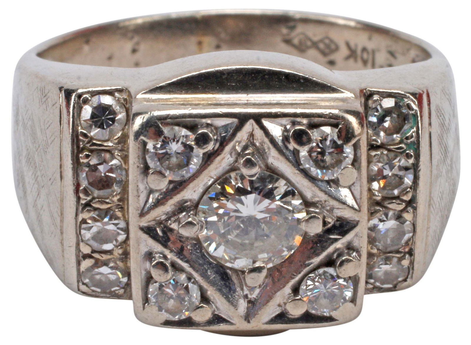 ESTATE GENTS 14KT WHITE GOLD & 1.20 CTTW DIAMOND RING (1 of 5)