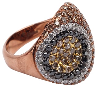ESTATE 14KT ROSE GOLD & 5.00 CTTW MULTICOLOR DIAMOND RING