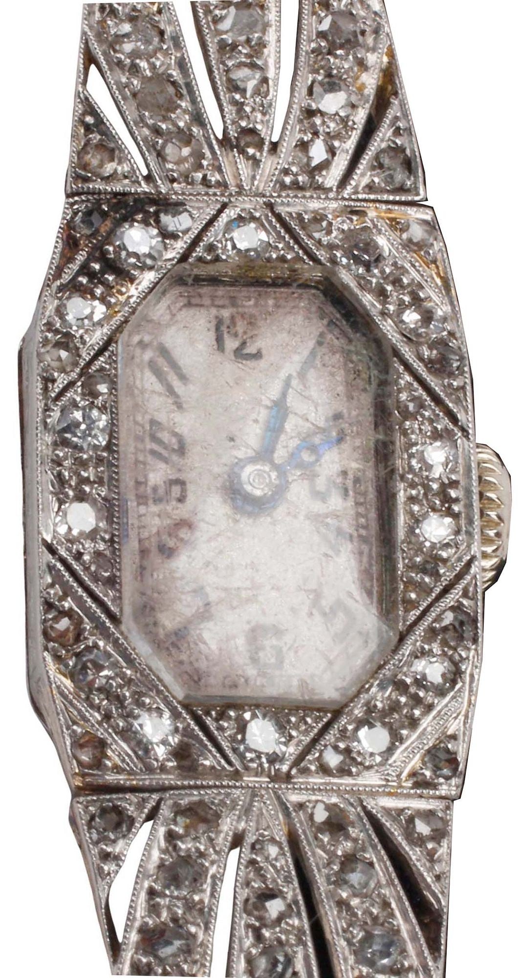 ESTATE ART DECO PLATINUM, 14KT YELLOW GOLD & DIAMOND WATCH (1 of 6)