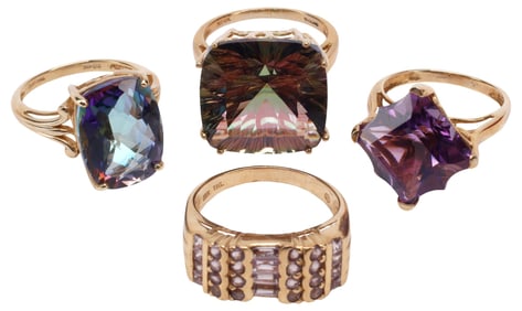 (4) GROUP OF 14KT & 10KT GOLD RINGS