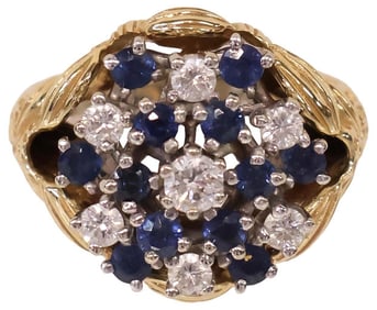 ESTATE 14KT GOLD, DIAMOND & SAPPHIRE RING WITH GOLD ENHANCER