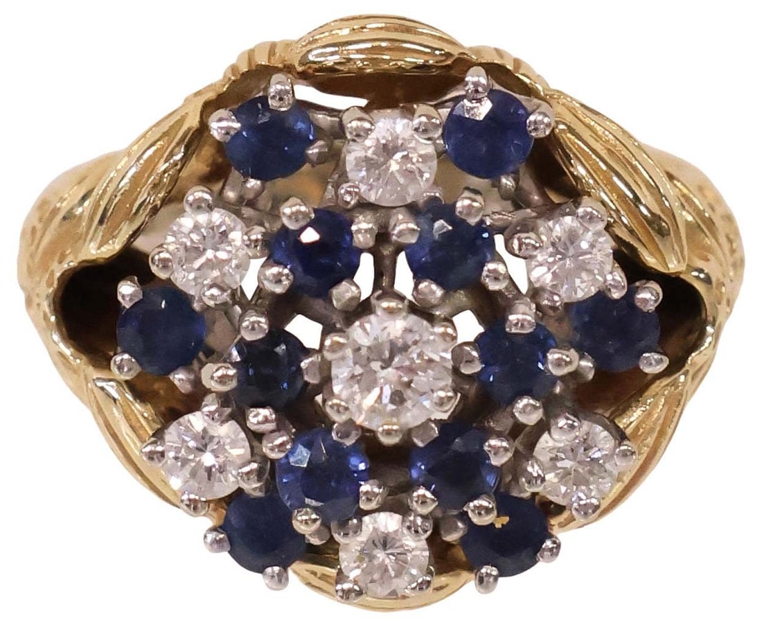ESTATE 14KT GOLD, DIAMOND & SAPPHIRE RING WITH GOLD ENHANCER (1 of 9)