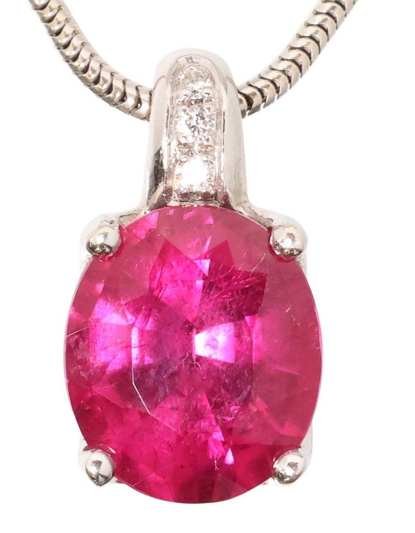 ESTATE 18KT WHITE GOLD & 4.50 CT PINK TOURMALINE PENDANT NECKLACE (1 of 6)