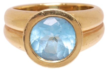 ESTATE DESIGNER H STERN 18KT YELLOW GOLD & 3.00 CT BLUE TOPAZ RING