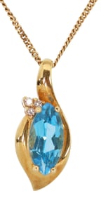 ESTATE DESIGNER H STERN 18KT GOLD, TOPAZ & DIAMOND PENDANT NECKLACE