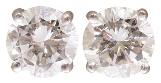 ESTATE 14KT WHITE GOLD & 1.27 CTTW DIAMOND STUD EARRINGS