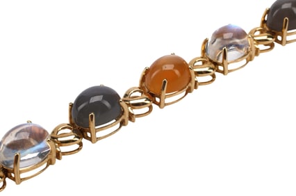 ESTATE 14KT GOLD & MULTI-COLORED MOONSTONE LINE BRACELET