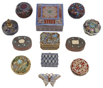 (12) COLLECTION OF JEWELED & ENAMELED TRINKET / PILL BOXES