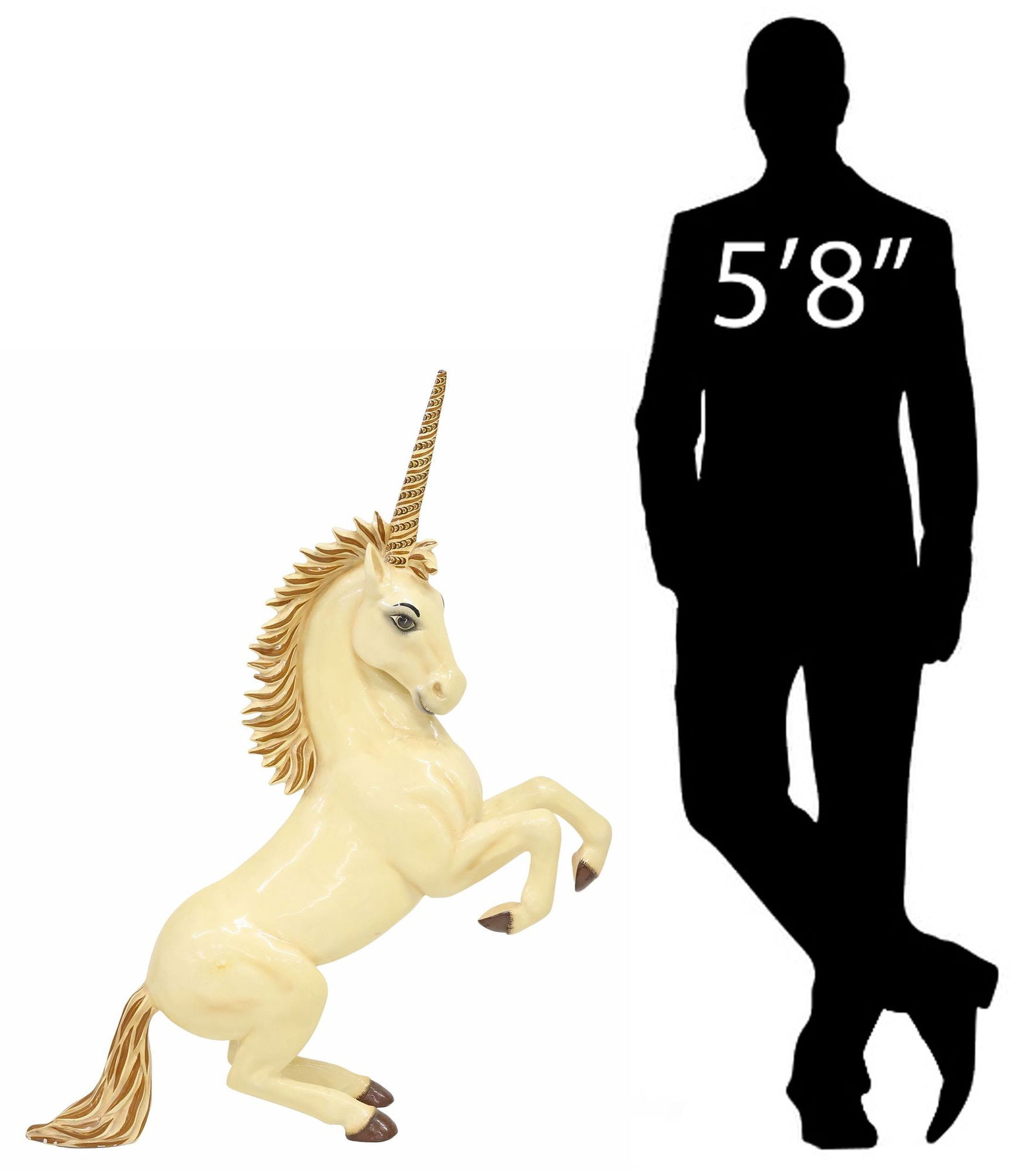 SERMEL WORKSHOP PAINTED PAPIER-MACHE STANDING UNICORN, 1991, 47"H (1 of 9)