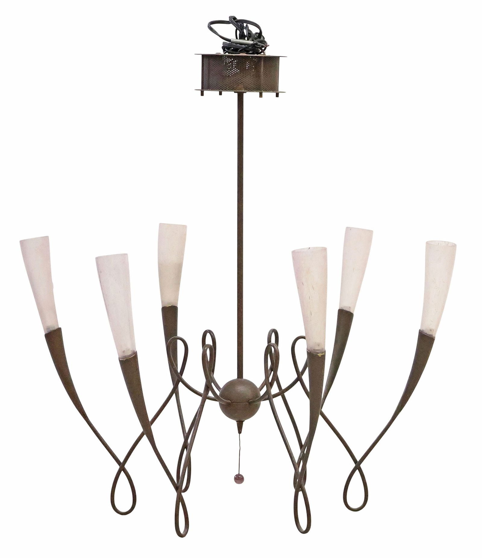 ITALIAN MODERN TERZANI MURANO ART GLASS 6-LIGHT CHANDELIER (1 of 5)