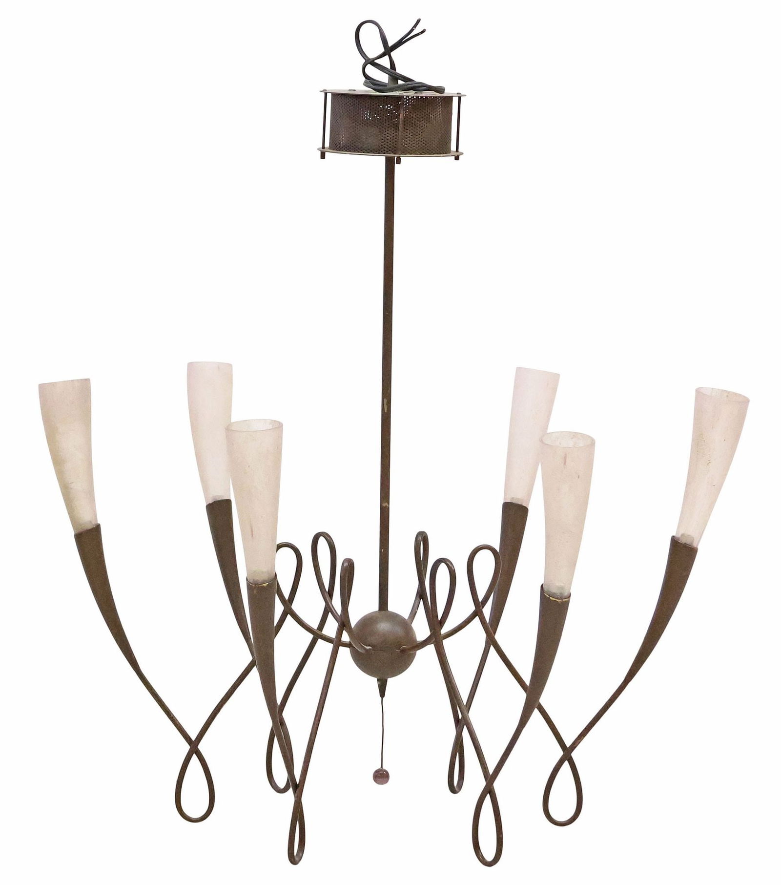 ITALIAN MODERN TERZANI MURANO ART GLASS 6-LIGHT CHANDELIER (1 of 5)