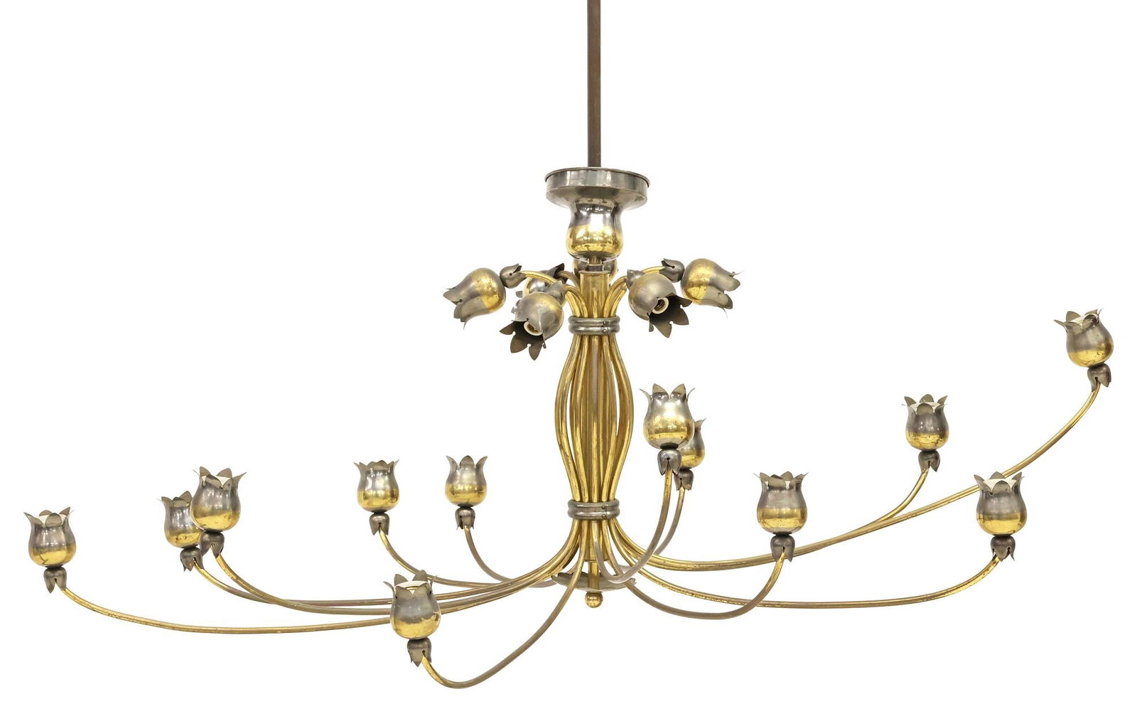 ITALIAN MID-CENTURY MODERN BRASS 18-LIGHT TULIP CHANDELIER (1 of 5)