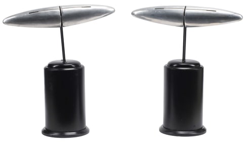 (2) POSTMODERN JORGE PENSI (ATTRIB.) 'OLYMPIA' 2-LT ALUMINUM LAMPS