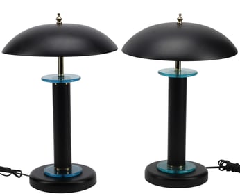 (2) POSTMODERN MEMPHIS STYLE MUSHROOM SHADE TABLE LAMPS
