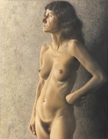 ROBERT JULIUS BRAWLEY (D.2006) GOUACHE PAINTING, FEMALE NUDE