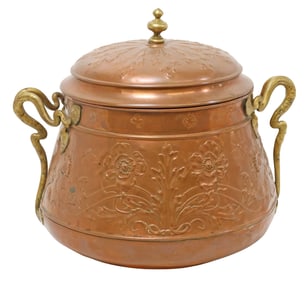 GERMAN JUGENDSTIL / ART NOUVEAU COPPER PUNCH BOWL, 1902 INSCRIPTION