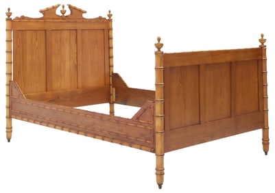 FRENCH PINE & TURNED FAUX BAMBOO BED